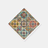 サマーカラフルレッド、イエロー、ブルーフィエスタ スタンダードカクテルナプキン (角)