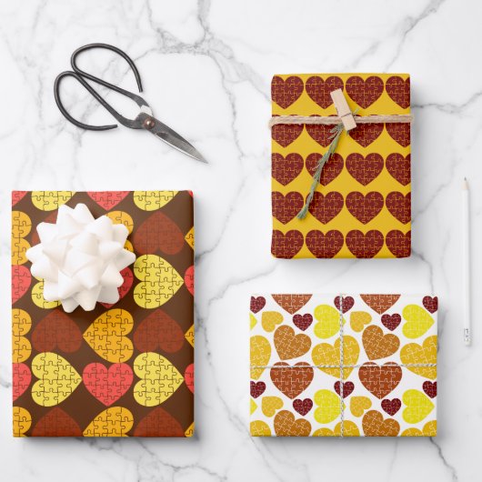 サマーカラーハート形状ジグソーパズル ラッピングペーパーシート (正面)