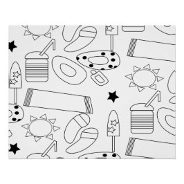 サマーカラーリングマットビーチテーマ ポスター