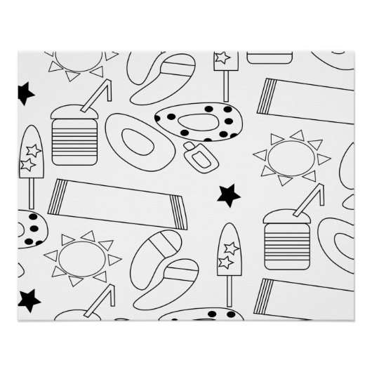 サマーカラーリングマットビーチテーマ ポスター (正面)