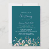 サマーカラー数々のワイルドフラワーグリーン《キリスト教》洗礼式や命名式 招待状 (正面)