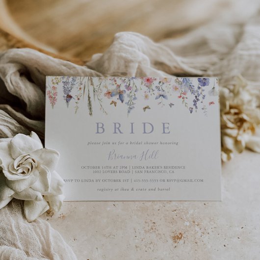 サマーカラー数々のワイルドフラワーブライドブライダルシャワー 招待状