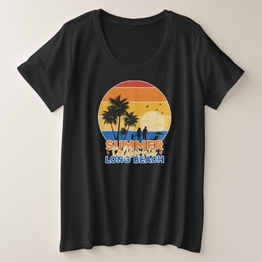 サマーカリフォルニアロンビーチ-66594 プラスサイズTシャツ (デザイン正面)