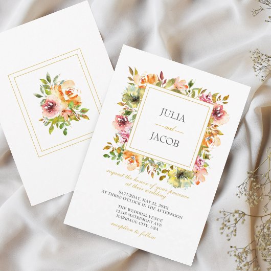サマーガーデンウォーターカラーフローラ結婚式招待状 招待状