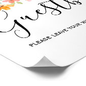 サマーガーデンウォーターカラー結婚フローラズゲストブック ポスター (角)