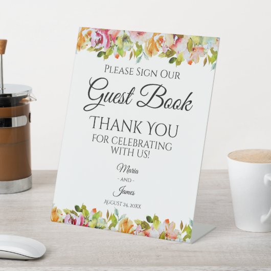 サマーガーデンウォーターカラー結婚フローラズゲスト 台座サイン (インサイチュ)