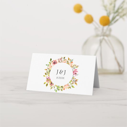 サマーガーデンウォーターカラー結婚フローラ座席表 プレイスカード (裏面)