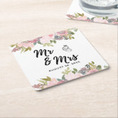 サマーガーデンウォーターフローラ結婚ズ スクエアペーパーコースター (アングル)