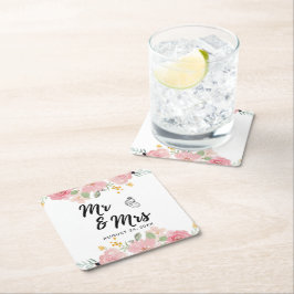 サマーガーデンウォーターフローラ結婚ズ スクエアペーパーコースター