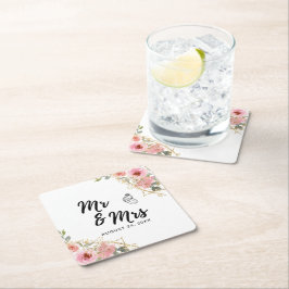 サマーガーデンウォーターフローラ結婚ズ スクエアペーパーコースター