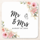 サマーガーデンウォーターフローラ結婚ズ スクエアペーパーコースター (正面)