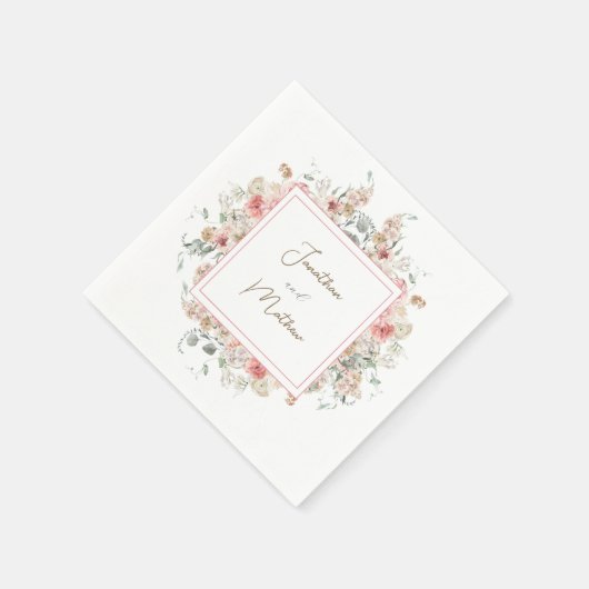 サマーガーデンウォーターフローラ結婚ズ スタンダードカクテルナプキン (角)