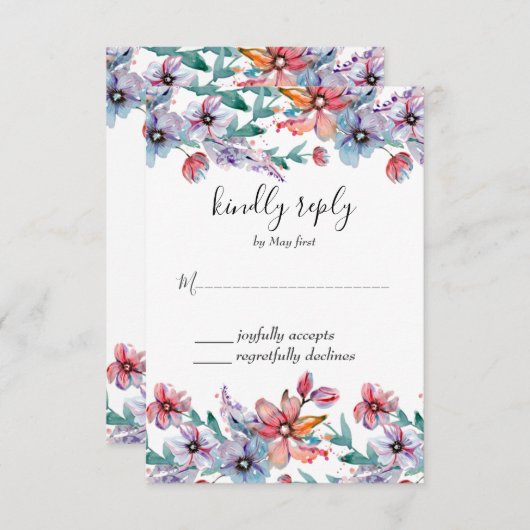 サマーガーデンウォーターフローラ結婚ズ 出欠カード (正面/裏面)