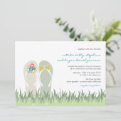 サマーガーデングラスフラワーズビーチサンダル結婚ズ 招待状 (スタンド正面)