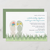 サマーガーデングラスフラワーズビーチサンダル結婚ズ 招待状 (正面/裏面)