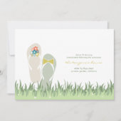 サマーガーデングラスフラワーズビーチサンダル結婚ズ 招待状 (正面)