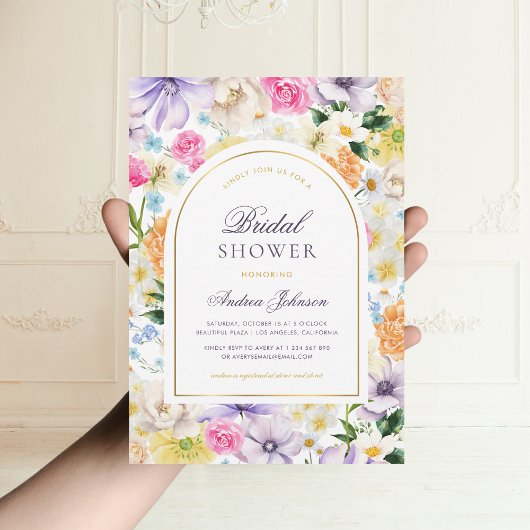 サマーガーデンティーパーティーシックフローラブライダルシャワー 招待状