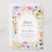 サマーガーデンティーパーティーシックフローラブライダルシャワー 招待状 (正面)