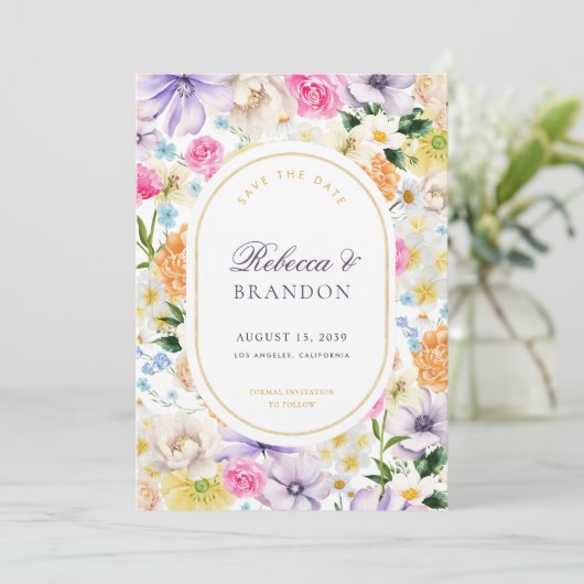 サマーガーデンティーパーティーフラワーフォトウェディング セーブザデート (スタンド正面)