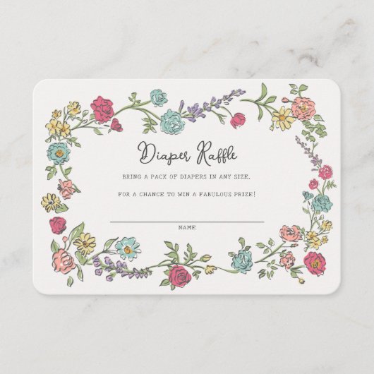 サマーガーデンパーティーフローラおむつラッフルインサート エンクロージャーカード (正面)