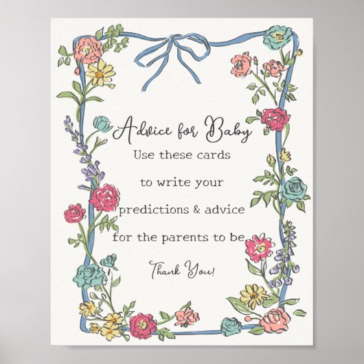 サマーガーデンパーティーフローラシャワーベビーアドバイス ポスター (正面)