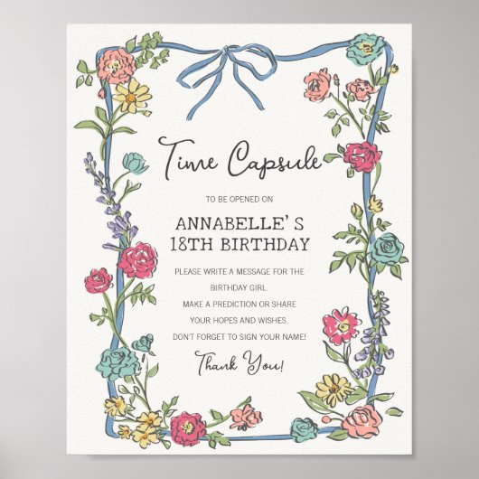 サマーガーデンパーティーフローラ誕生日タイムカプセル ポスター (正面)
