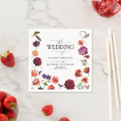 サマーガーデンフラワーズ秋バーンドオレンジ結婚ズ スタンダードカクテルナプキン (インサイチュ)