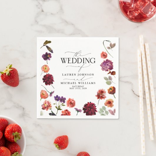 サマーガーデンフラワーズ秋バーンドオレンジ結婚ズ スタンダードカクテルナプキン (インサイチュ)