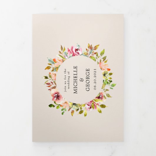 サマーガーデンフローラトリフォールド結婚式招待状 三つ折り招待状 (カバー)