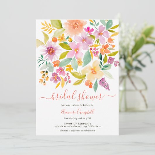 サマーガーデンフローラ水彩ブライダルシャワー 招待状 (スタンド正面)