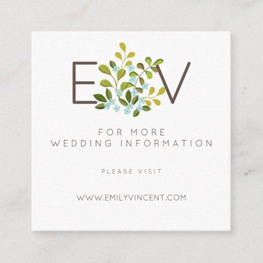 サマーガーデンフローラ結婚ズスイートウェブサイトインサート エンクロージャーカード (正面)