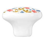 サマーガーデンブルーイエローサンゴ花模様 セラミックノブ (側面)