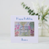 サマーガーデンベンチフラット誕生日カード カード (スタンド正面)