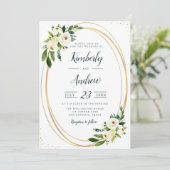 サマーガーデンホワイト花模様結婚式招待状 招待状 (スタンド正面)