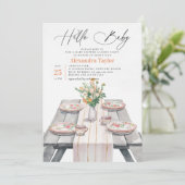 サマーガーデンワイルドフラワーシック中性ベビーシャワー 招待状 (スタンド正面)