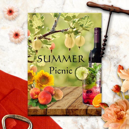 サマーガーデン又はパークピクニックパーティの招待状 招待状