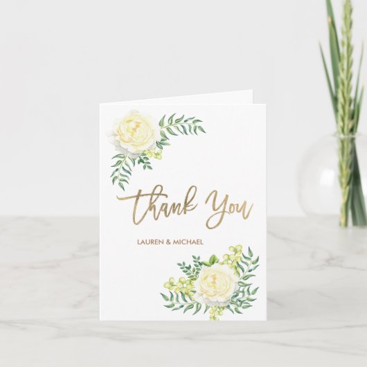 サマーガーデン水彩花の感謝カード サンキューカード (正面)