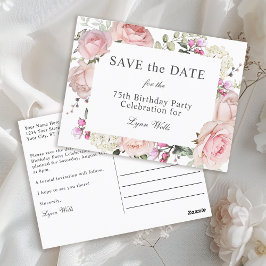 サマーガーデン フローラル 75歳の誕生日 保存日付 ポストカード