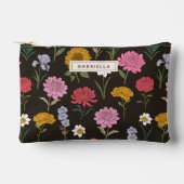 サマーガーデン ブラック フローラル ブライズメイド パーソナライズド アクセサリーポーチ (正面)