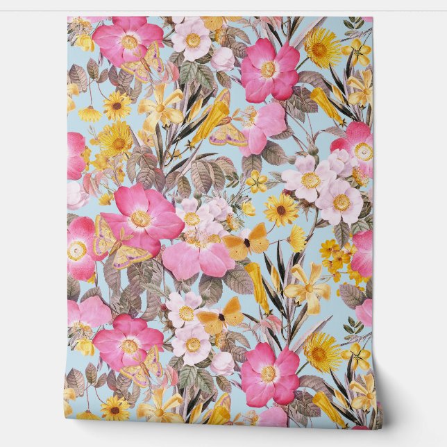 サマーガーデン – ヴィンテージレッドテコテージバラ2 Wa 壁紙 (ほどく)