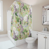 サマーガーデン – ヴィンテージレッドテコテージ花 シャワーカーテン (インサイチュ)