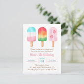 サマーガールズ誕生日スイートアイスクリームパーティー 招待状 (スタンド正面)