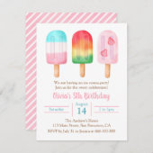 サマーガールズ誕生日スイートアイスクリームパーティー 招待状 (正面/裏面)