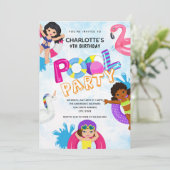 サマーガールズ 9歳の誕生日プールパーティー 招待状 (スタンド正面)