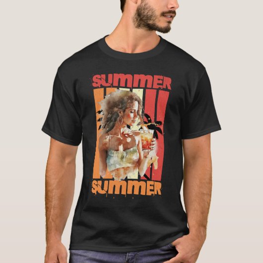 サマーガールレトロサンセット Tシャツ (正面)