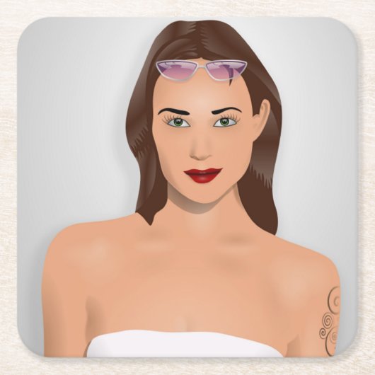 サマーガール スクエアペーパーコースター (正面)