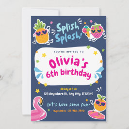 サマーキッズバースデーパーティー 招待状