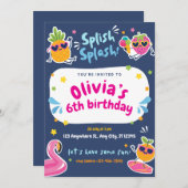 サマーキッズバースデーパーティー 招待状 (正面/裏面)