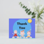 サマーキッズプールパーティー誕生日ありがとうはがき ポストカード (スタンド正面)