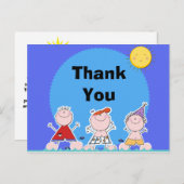 サマーキッズプールパーティー誕生日ありがとうはがき ポストカード (正面/裏面)